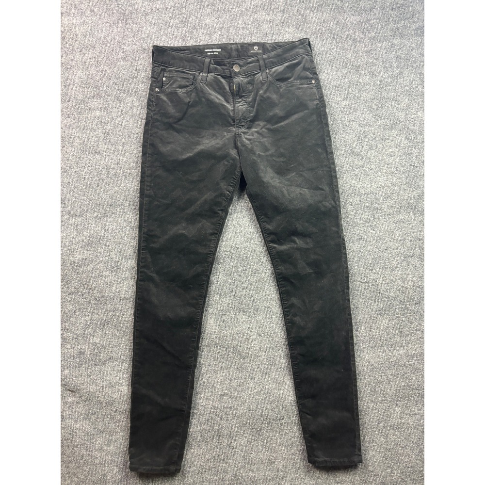 AG Adriano Goldschmied Farrah Skinny Women 29R Black High Rise Corduroy‎ Velvet